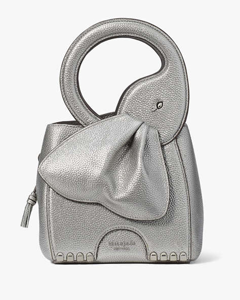 Kate Spade,Ellie Metallic 3D Elephant Top-handle Bag,Silver