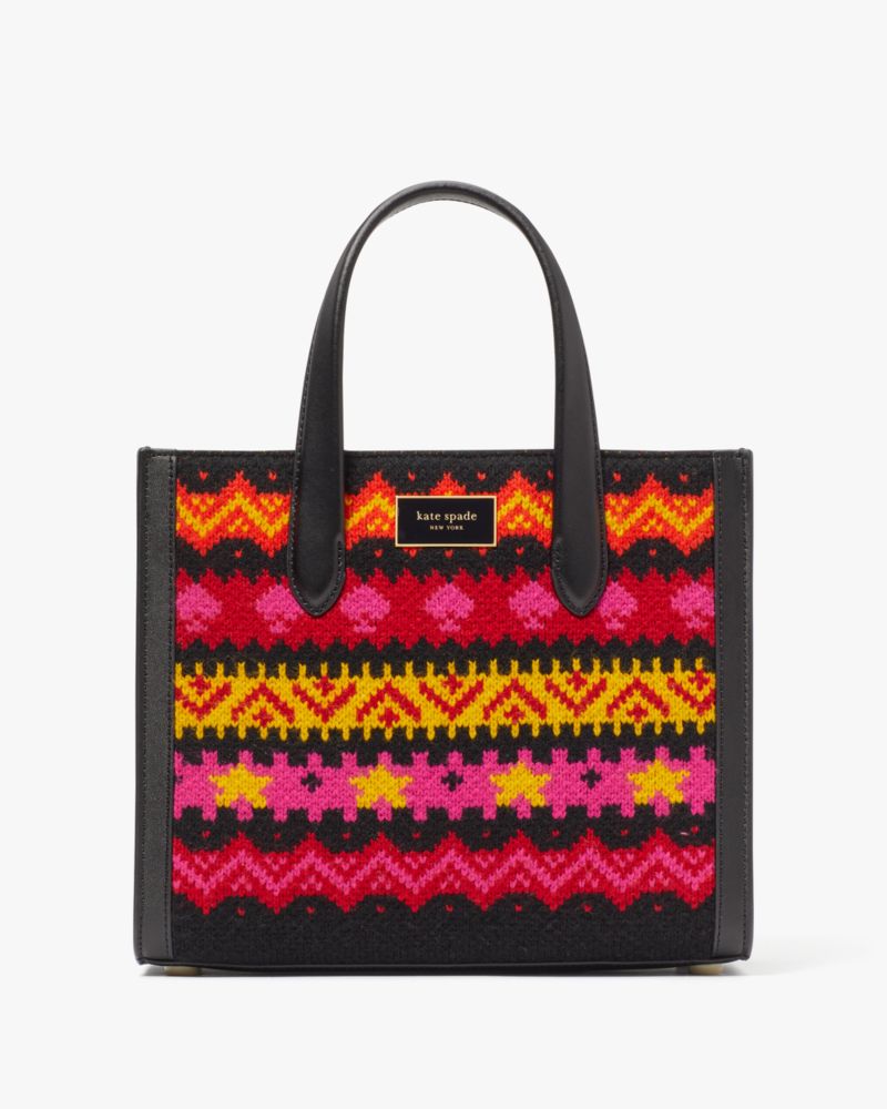 Kate Spade,Manhattan Carnival Fair Isle Small Tote,Pink Multi