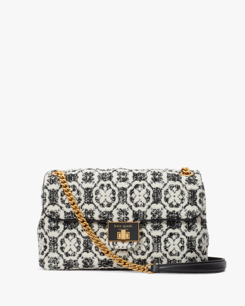 Kate spade black on sale and white flower purse