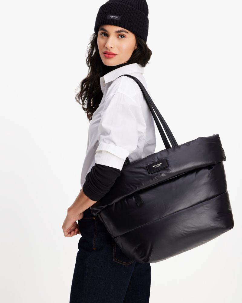 Black Puffed Large Tote