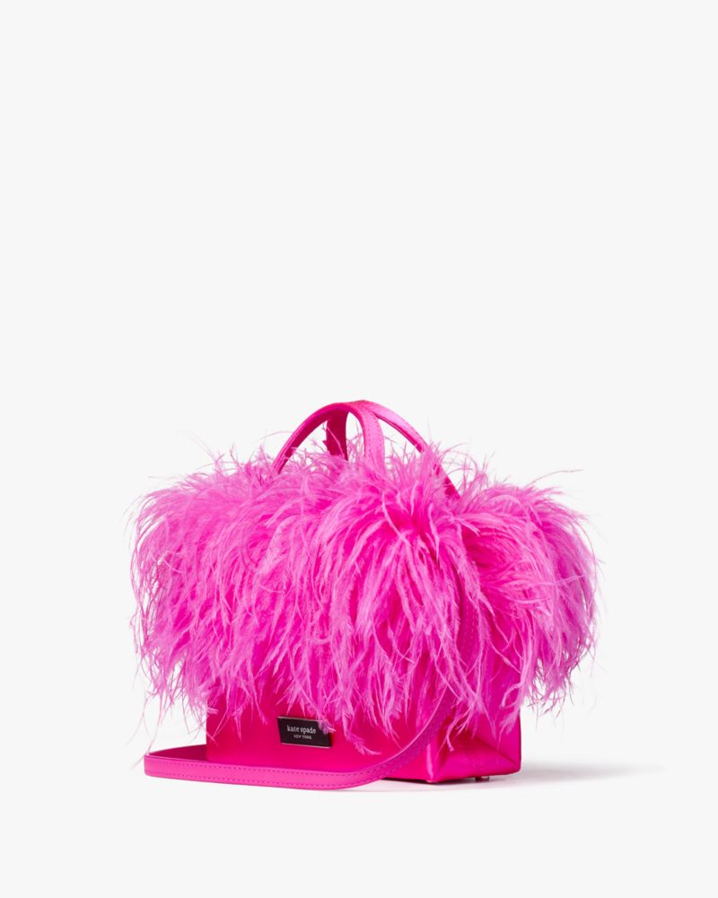 Kate Spade,サム アイコン フェザー エンベリッシュド サテン ミニ トート,バッグ,ビビッドスナップドラゴン