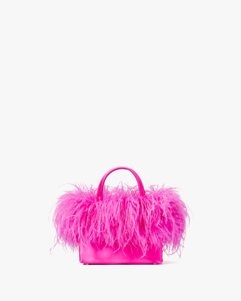 Kate Spade,サム アイコン フェザー エンベリッシュド サテン ミニ トート,バッグ,ビビッドスナップドラゴン