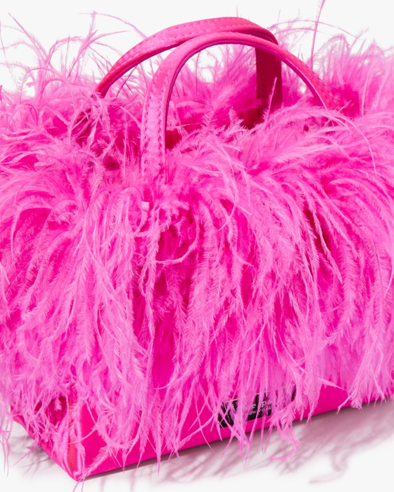 Sam Icon Feather Embellished Satin Mini Tote Kate Spade New York