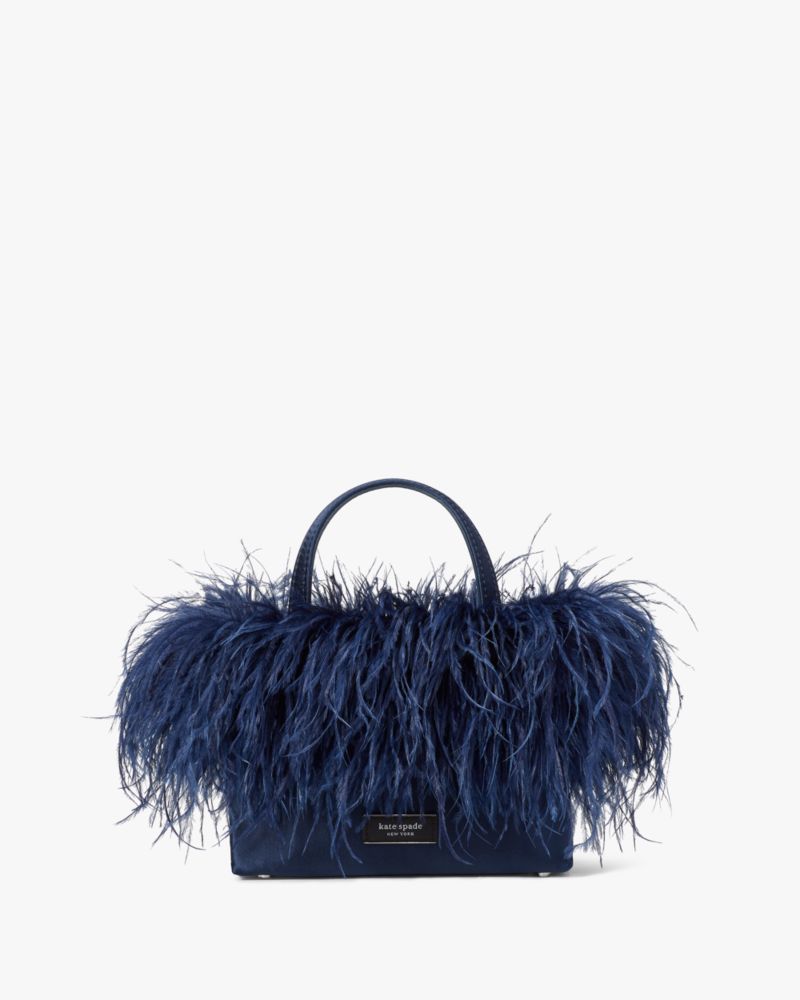 Sam Icon Feather Embellished Satin Mini Tote | Kate Spade New York