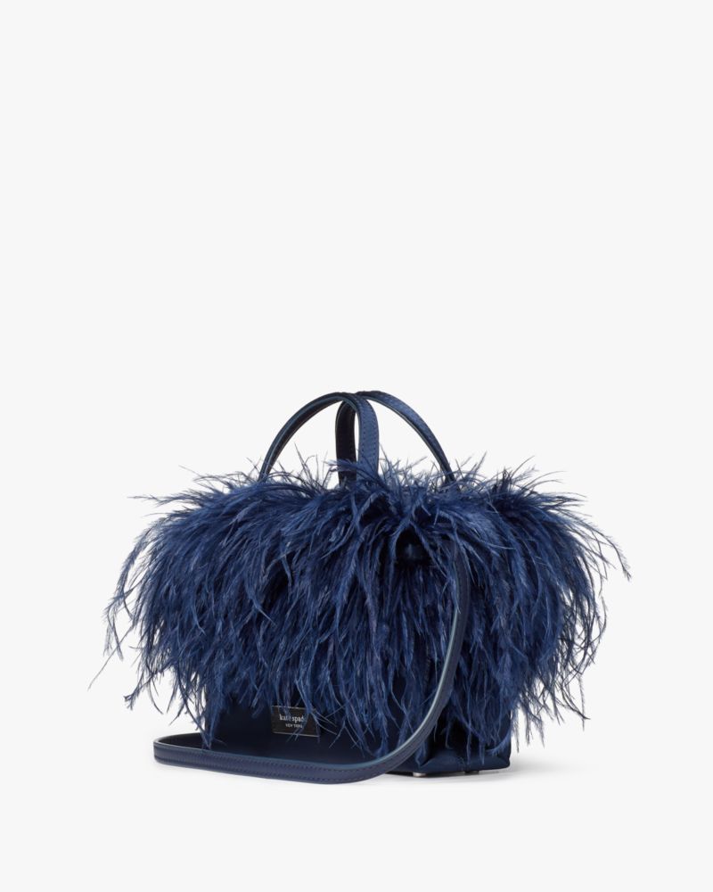 Sam Icon Feather Embellished Satin Mini Tote