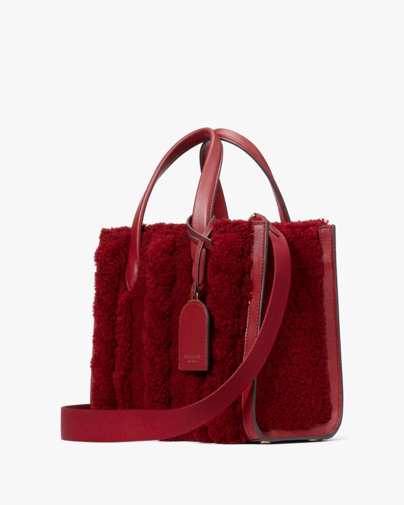 Kate Spade,Manhattan Cable Knit Shearling Small Tote,