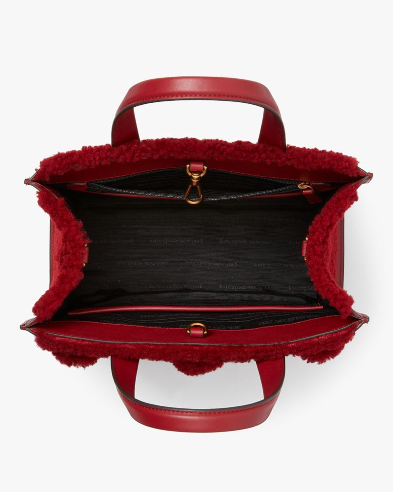 Kate Spade,Manhattan Cable Knit Shearling Small Tote,