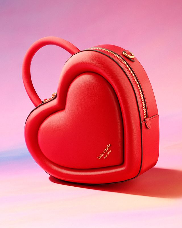 Kate Spade,Pitter Patter 3D Heart Crossbody,Perfect Cherry