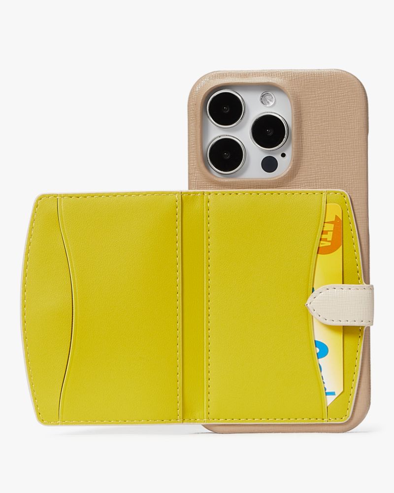 Kate Spade Morgan Colorblock iPhone 14 Pro Magnetic Wrap Folio Case, Cafe Mocha