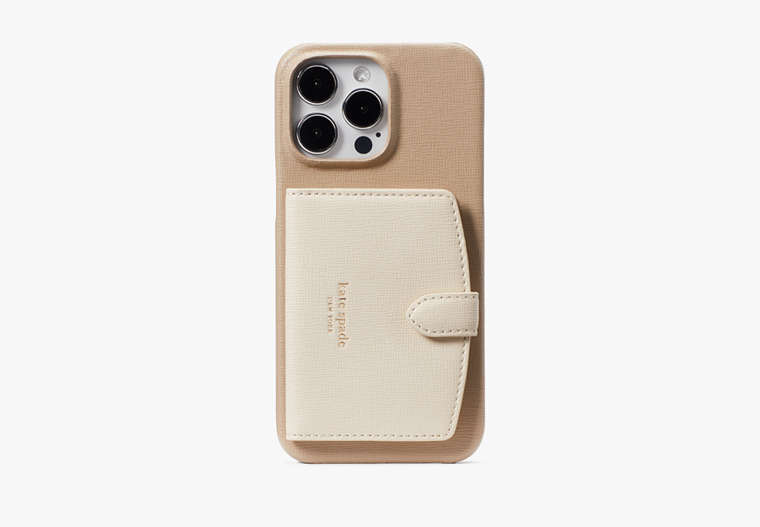 Kate Spade,Morgan Colorblocked iPhone 14 Pro Max Cardholder Case,Timeless Taupe Multi image number 0