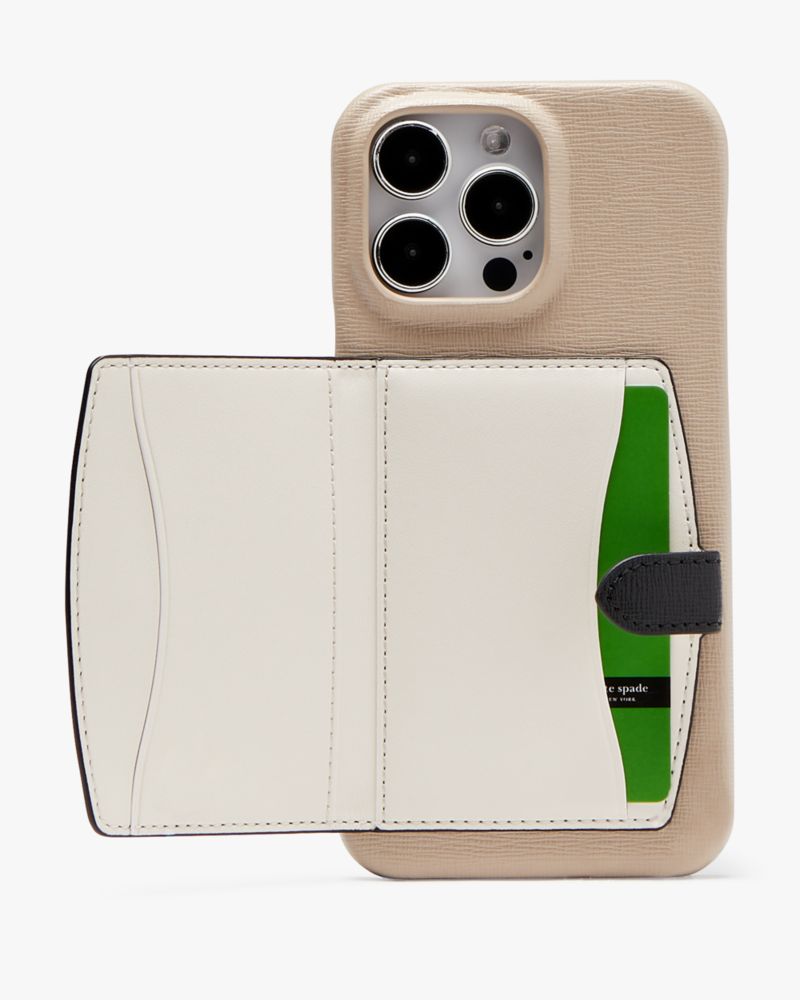 Kate Spade,Morgan Colorblocked iPhone 14 Pro Max Cardholder Case,Wallet Case,Leather,Color Block,Logo,Word Embellishment,A...,Multi Color