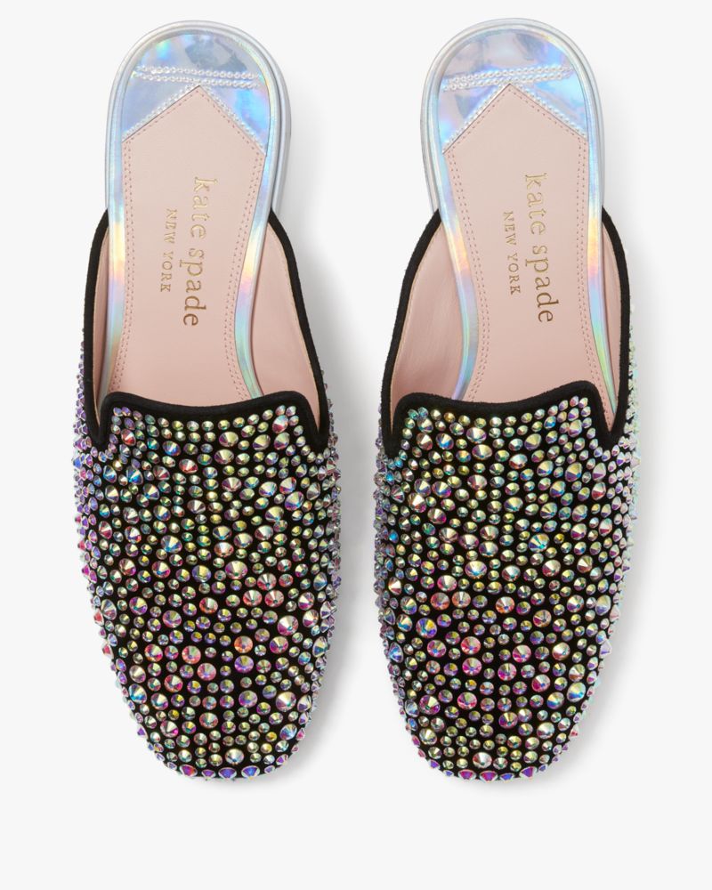 Kate Spade,Life Of The Party Pavé Mules,Suede,Mules,Embellished,Rhinestones,Day Party,Multi Color