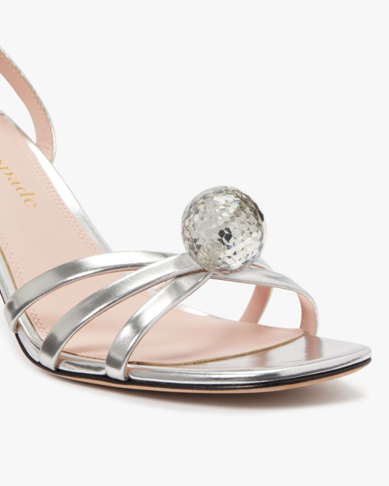 Kate Spade,Let's Dance Sandals,Leather,Metallic,Sandals,Cocktail,Silver,Metallic