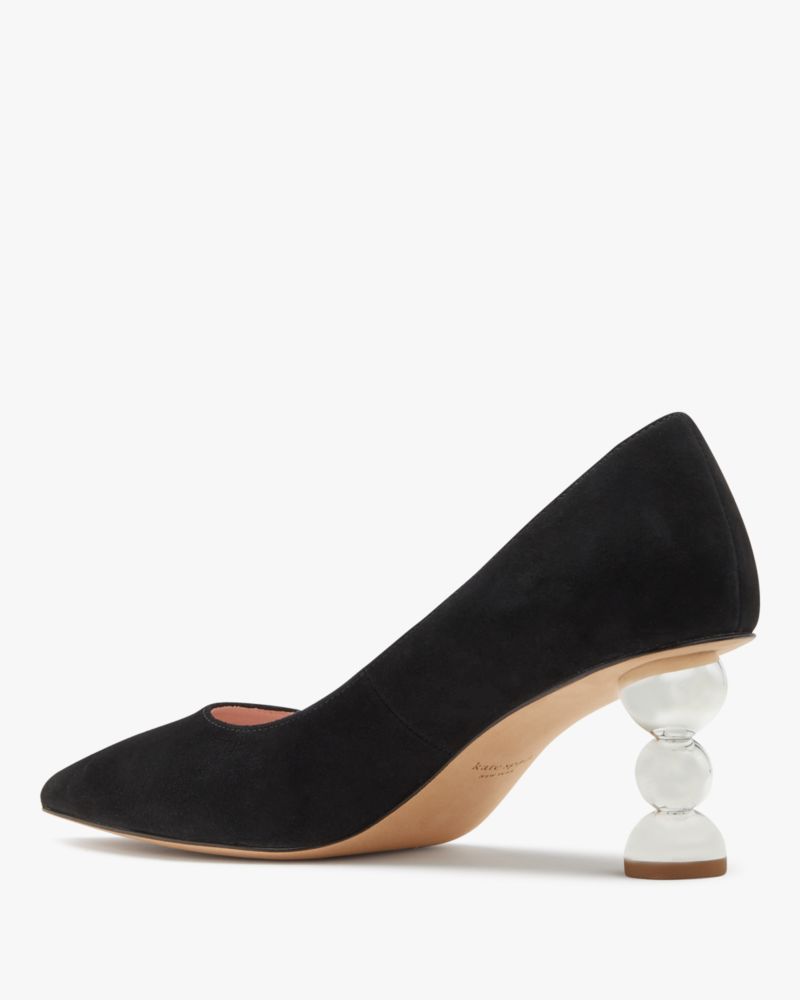 Kate Spade,Charmer Pumps,Suede,Lining Leather,Sculptural Heel,Pumps,Metal,Cocktail,Black