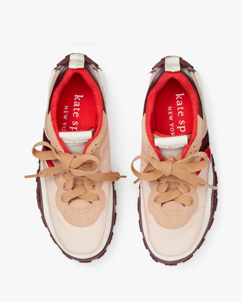 Kate Spade,K As In Kate Sneakers,Leather,Lining Terry,Casual,Color Block,Pull Tab,Ripstop,Casual,Beige