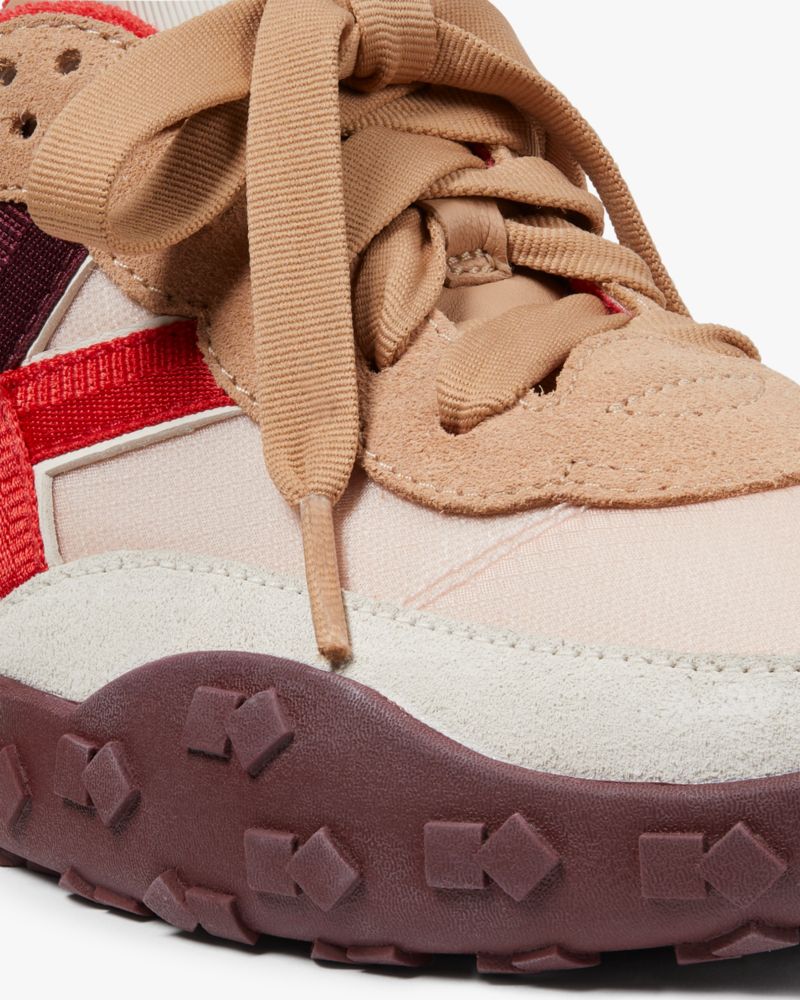 Kate Spade,K As In Kate Sneakers,Rubber,Leather,Casual,Embossed,Logo,Mixed Media,Color Block,Pull Tab,Cushioned,Ripstop,Ca...,Beige