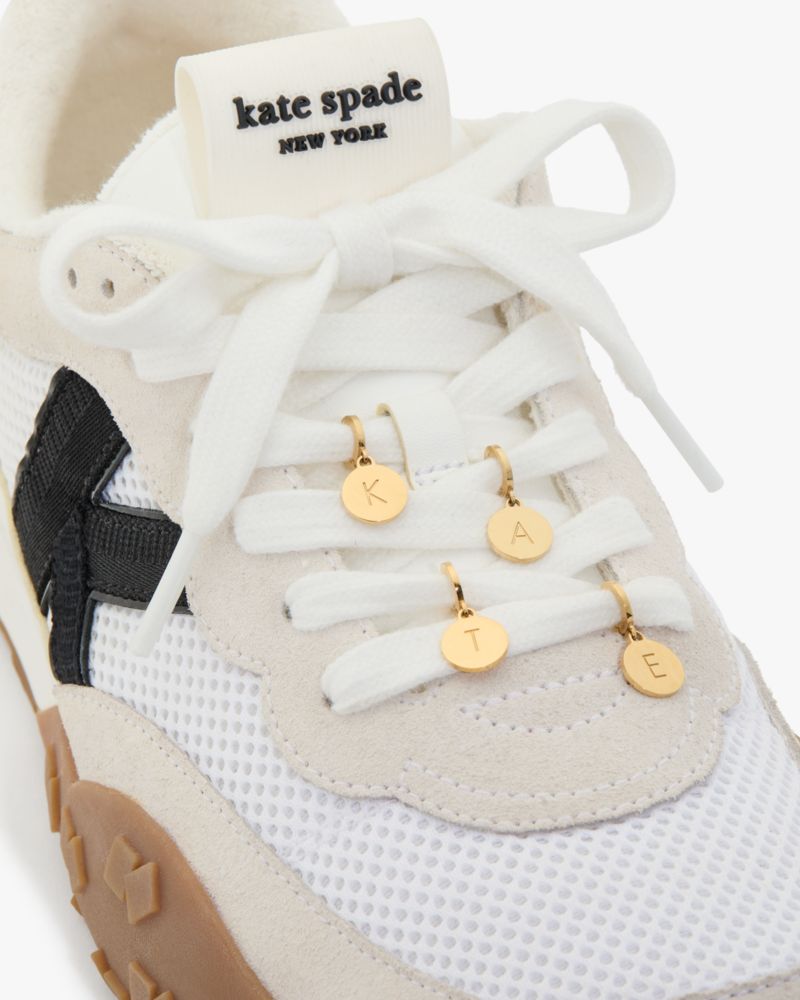 Kate Spade,K As In Kate Sneakers,Rubber,Leather,Casual,Embossed,Logo,Mixed Media,Color Block,Pull Tab,Cushioned,Ripstop,Ca...,Beige