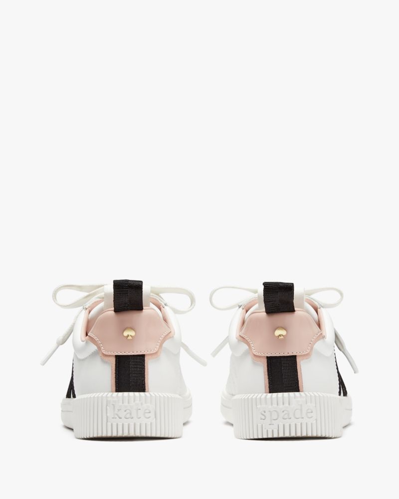 Kate Spade,Signature Sneakers,Lining Terry,Leather,Casual,Word Embellishment,Logo,Color Block,Pull Tab,Casual,White