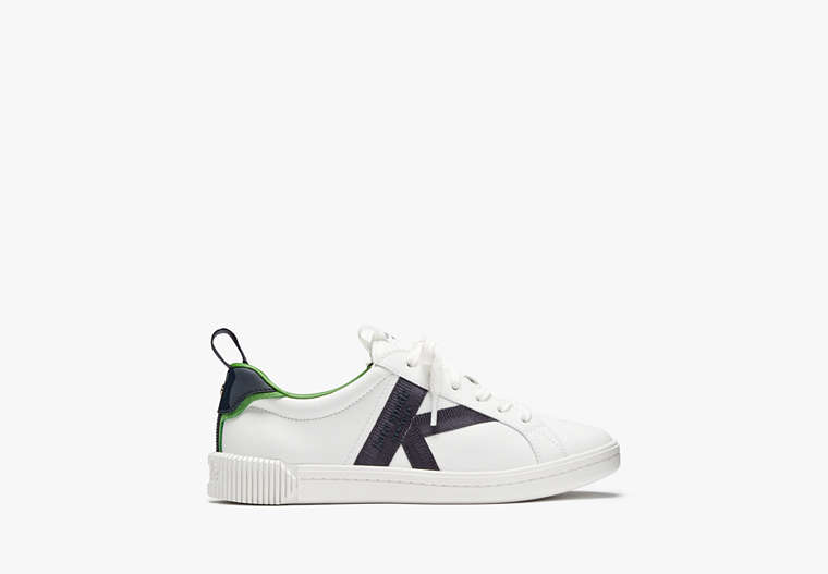 Kate Spade,Signature Sneakers,Casual,True White/ Blazer Blue/ KS Green