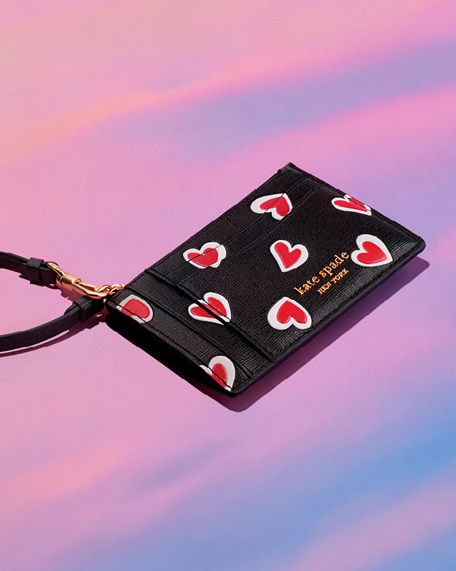 Kate Spade,モーガン ステンシル ハート カード ケース リスレット,カードケース & キーケース,ブラックマルチ