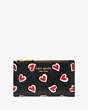 Kate Spade,Morgan Stencil Hearts Small Slim Bifold Wallet,Black Multi