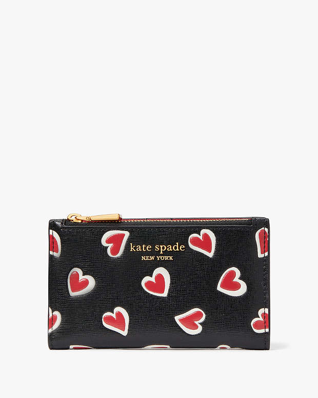 Morgan Stencil Hearts Small Slim Bifold Wallet | Kate Spade New York