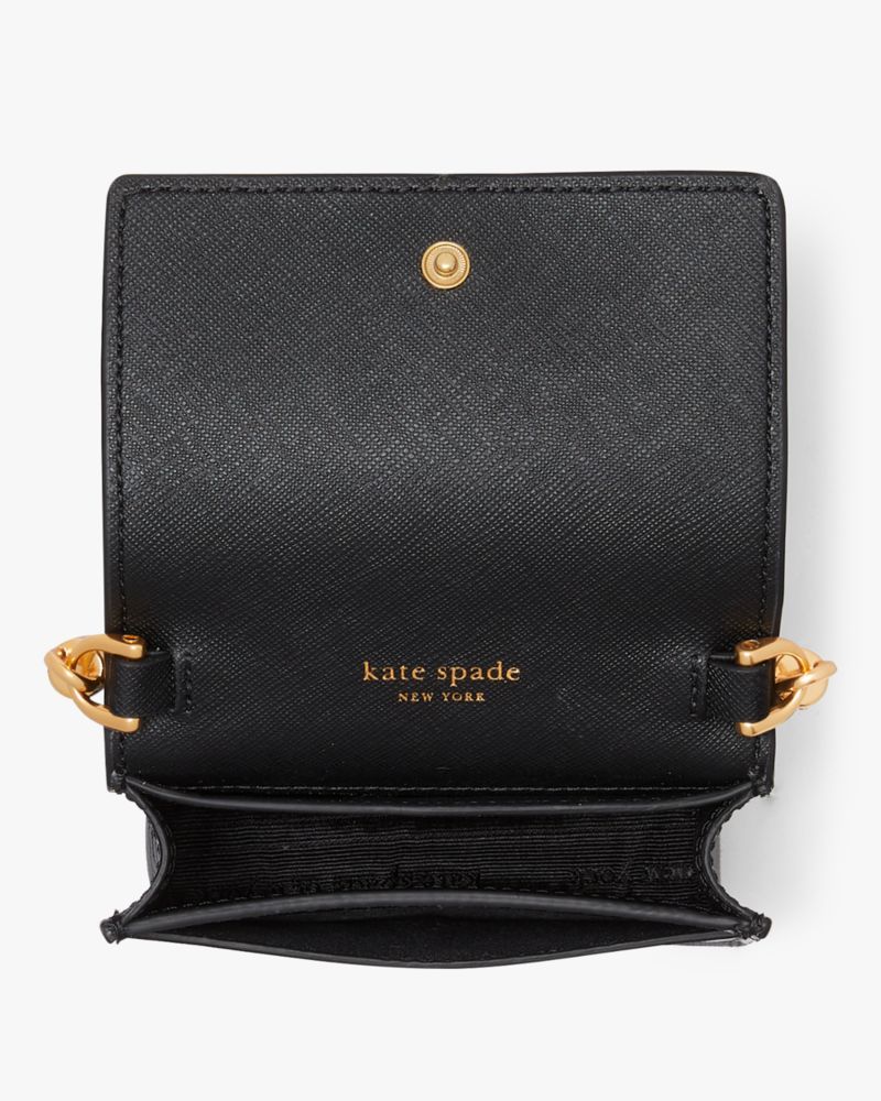 Kate Spade,Morgan Embellished Chain Card Case,Black