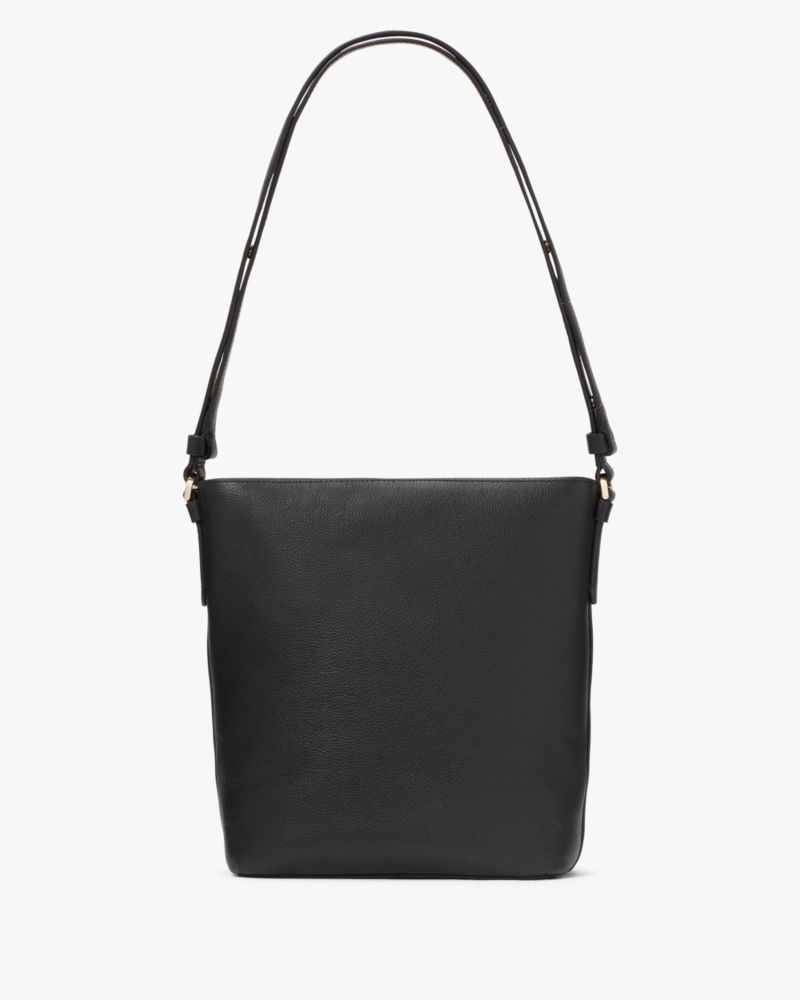 Kate Spade,Elsie Pebbled Leather Bucket Bag,Lining Leather,Shoulder Bag,Word Embellishment,Logo,Lined,Casual,Black