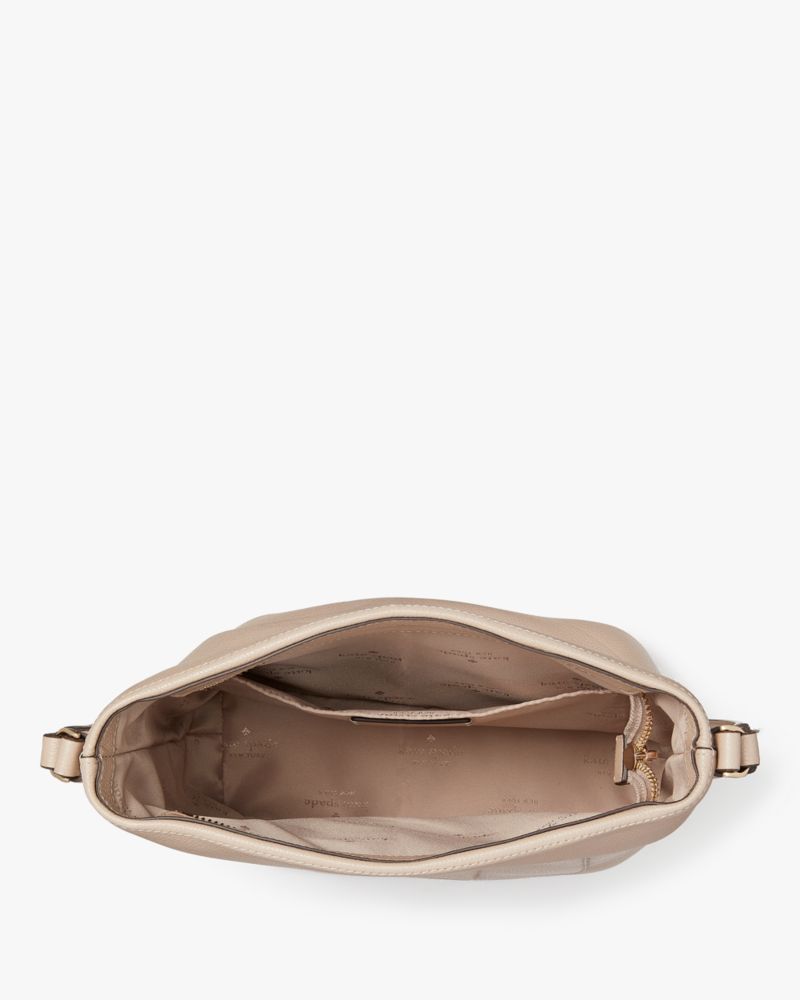 Kate Spade,Elsie Pebbled Leather Bucket Bag,Lining Leather,Shoulder Bag,Word Embellishment,Logo,Lined,Casual,Beige