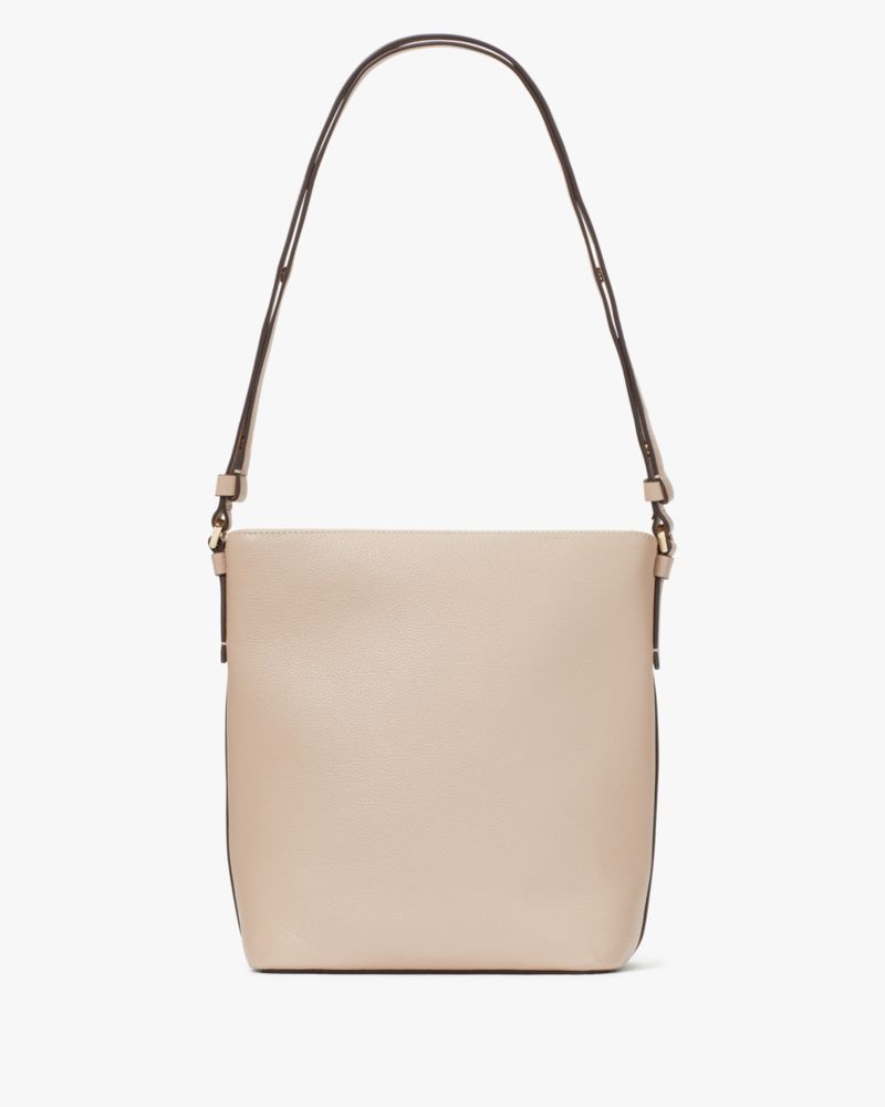 Kate Spade,Elsie Pebbled Leather Bucket Bag,Lining Leather,Shoulder Bag,Word Embellishment,Logo,Lined,Casual,Beige