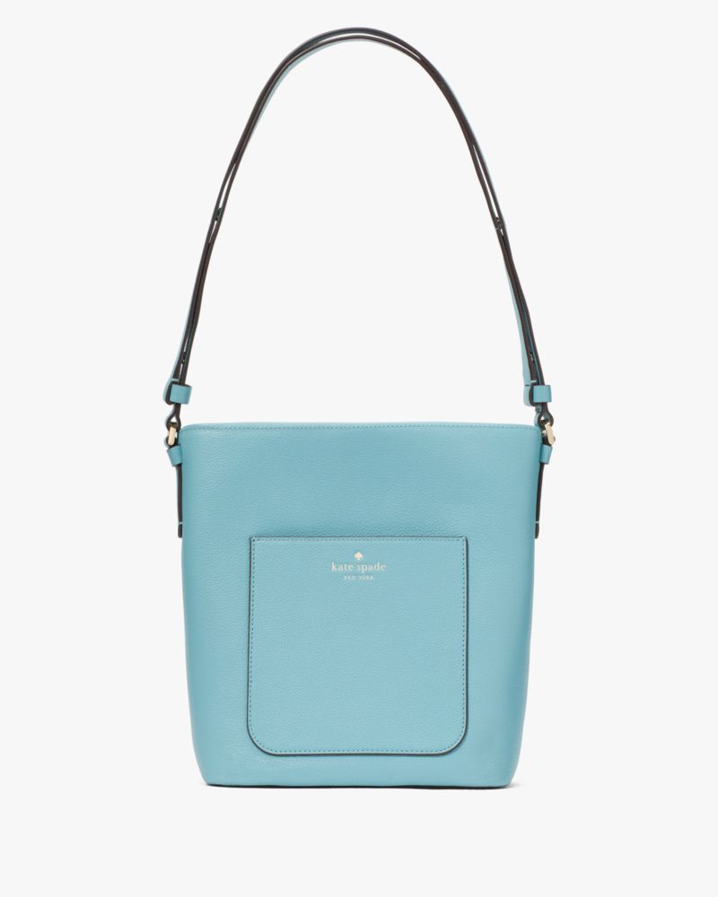 Kate Spade,Elsie Pebbled Leather Bucket Bag,Smoky Blue