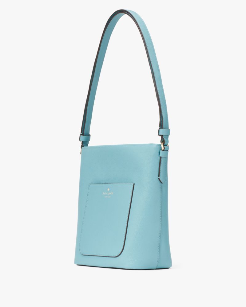 Kate Spade,Elsie Pebbled Leather Bucket Bag,Smoky Blue