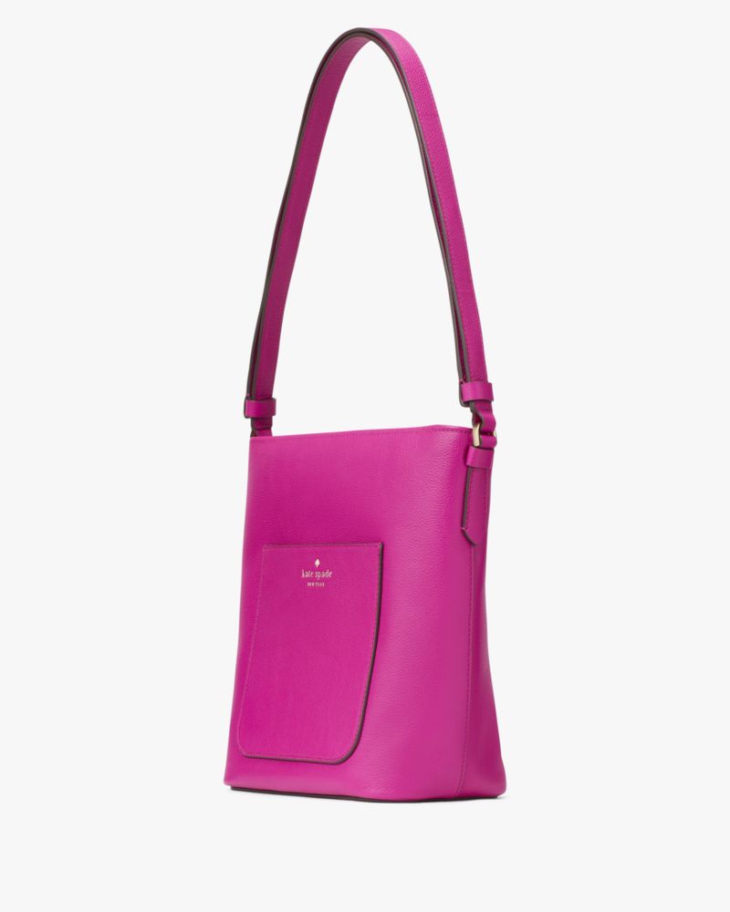 Kate Spade,Elsie Pebbled Leather Bucket Bag,Lining Leather,Shoulder Bag,Word Embellishment,Logo,Lined,Casual,