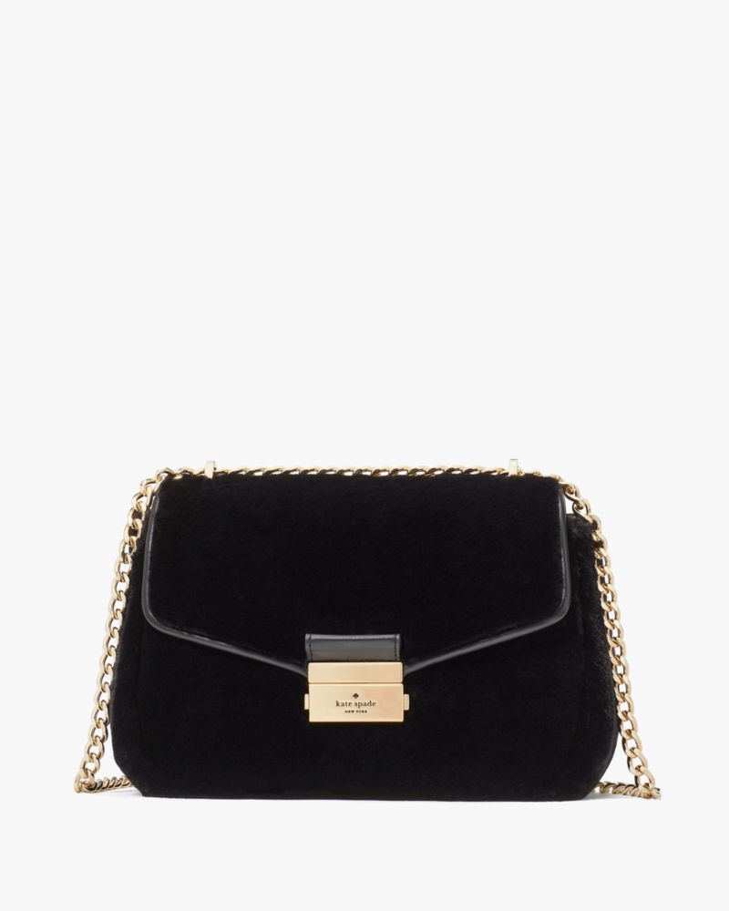 FAUX LEATHER FLAP SHOULDER BAG BLACK