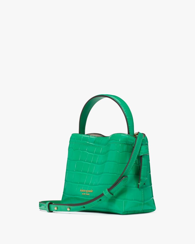 Kate Spade,Knott Croc-embossed Mini Crossbody Tote,Leafy Green