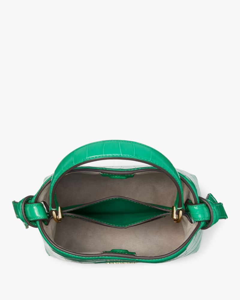 Kate Spade,Knott Croc-embossed Mini Crossbody Tote,Leather,Crossbody,Logo,Metal,Knot,Compact,Day Party,Green