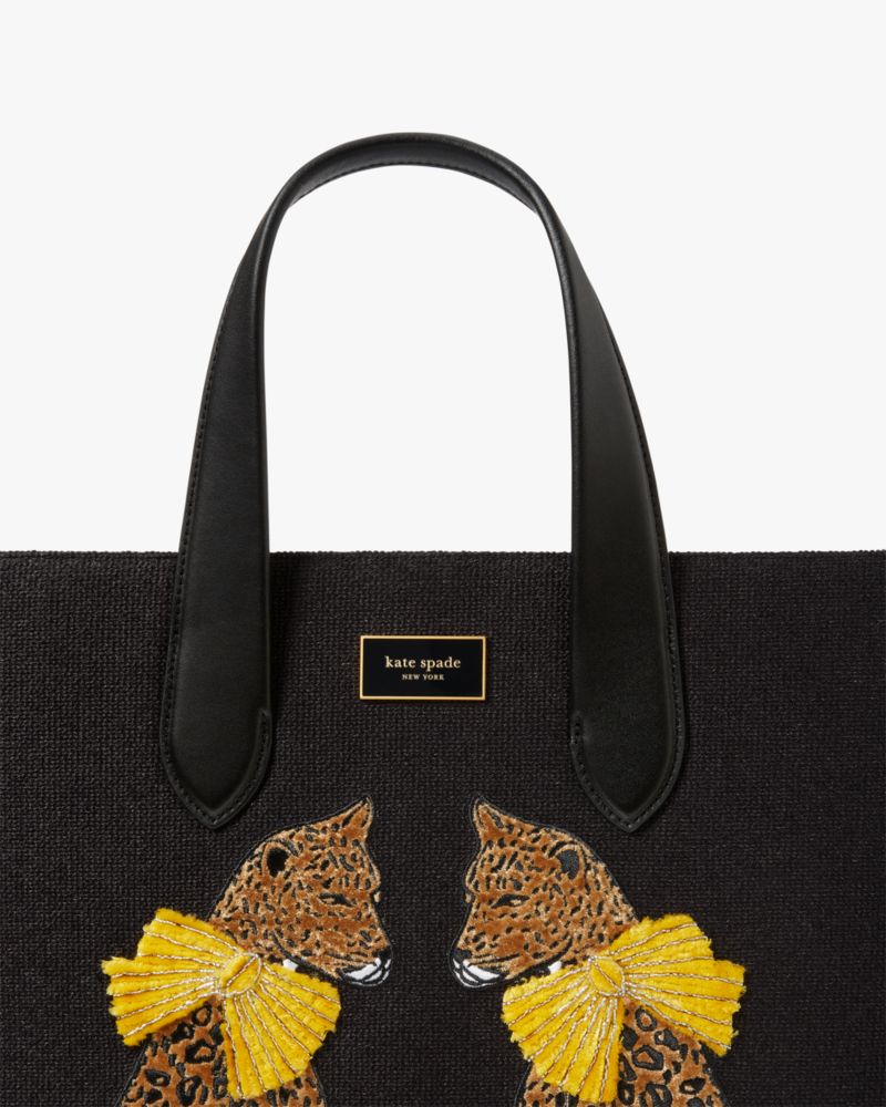 Manhattan Lady Leopard Embroidered Large Tote