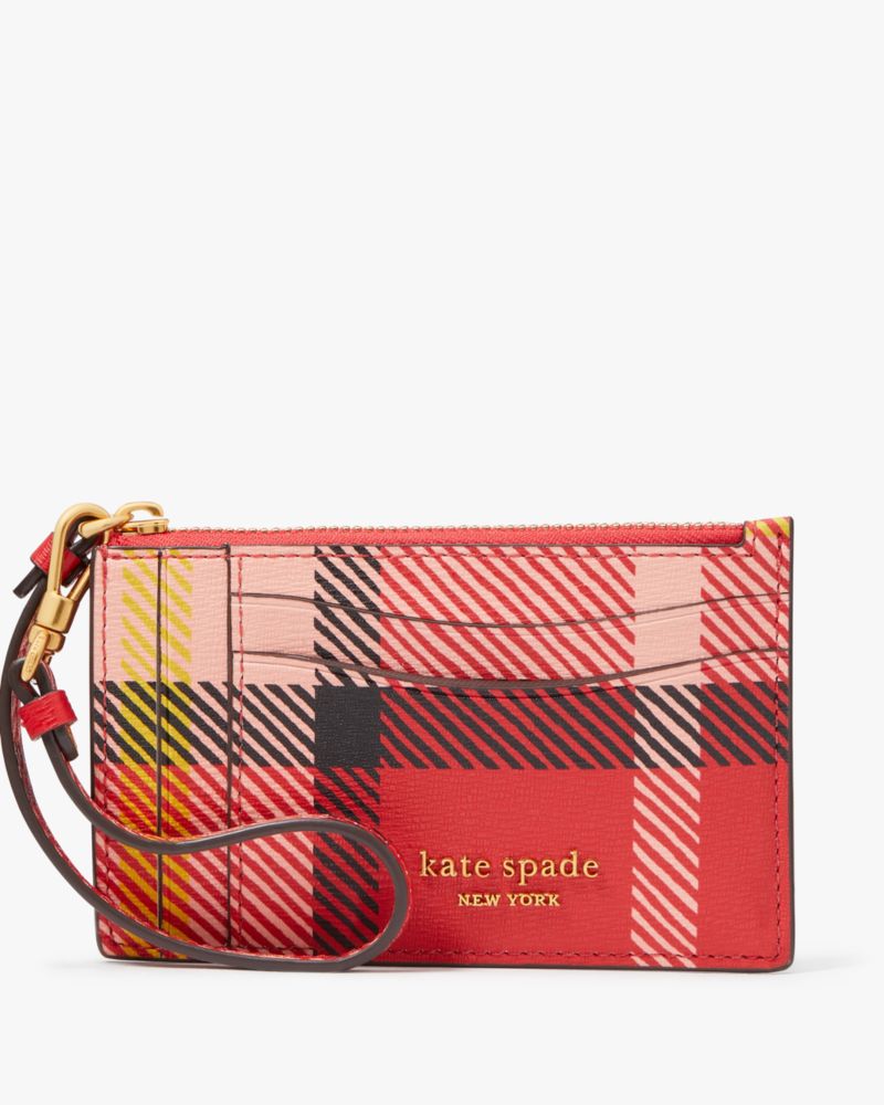 Kate Spade,Morgan Museum Plaid Card Case Wristlet,