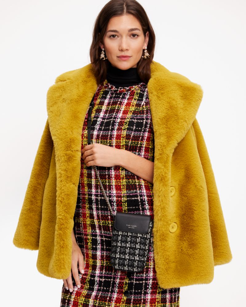 Kate Spade,Steffie Tweed Phone Crossbody,Leather,Mobile Bag,Chain Detail,Shoulder Guard,Day Party,