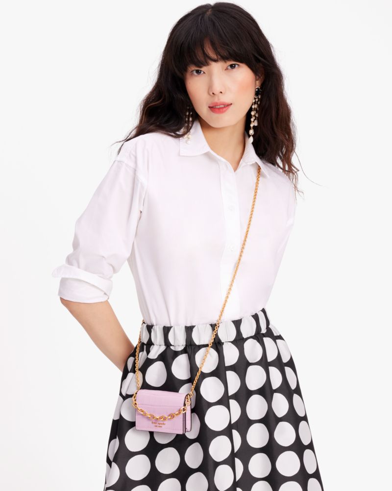 Kate Spade,Morgan Croc-Embossed Chain Card Case,
