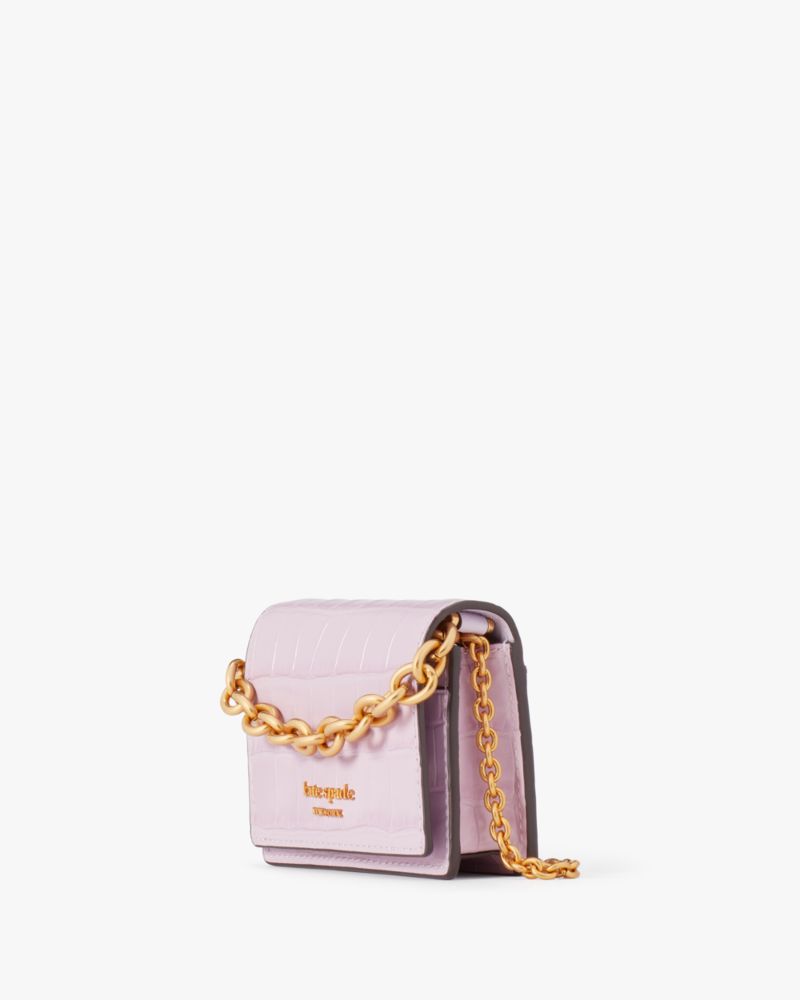 Kate Spade Morgan Croc-Embossed Chain Card Case, Violet Mist