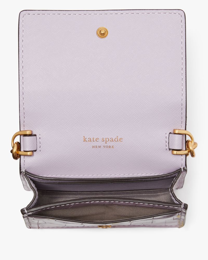 Kate Spade Morgan Croc-Embossed Chain Card Case, Violet Mist