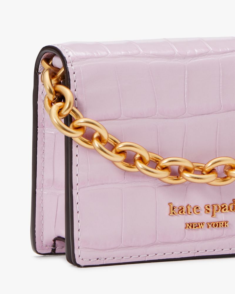 Kate Spade,Morgan Croc-Embossed Chain Card Case,