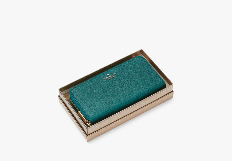 Kate Spade,Glimmer Boxed Large Continental Wallet,Festive Teal image number 0