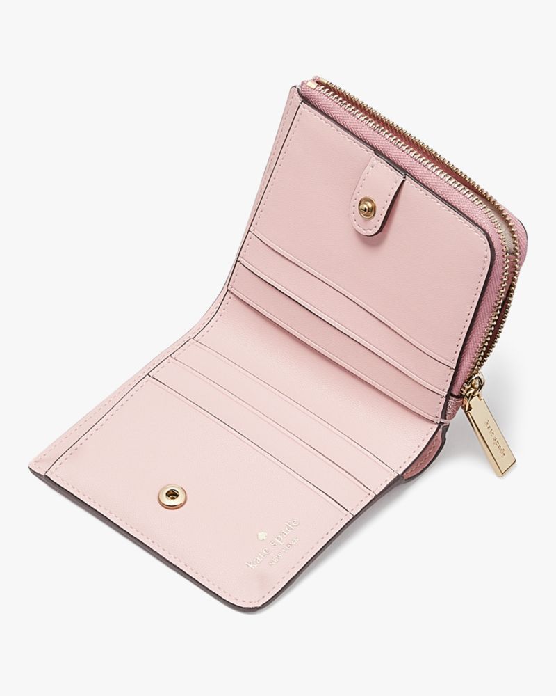 Kate Spade,Glimmer Boxed Small L-Zip Wallet,Mitten Pink