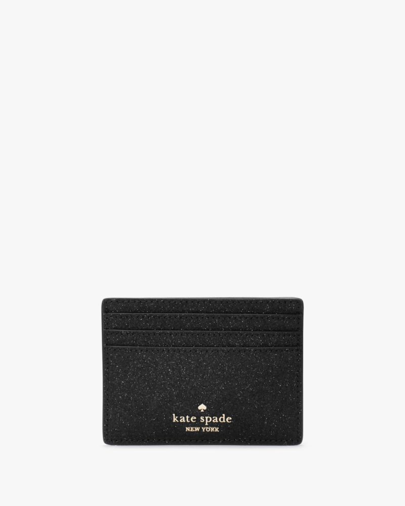 Kate Spade,Glimmer Small Slim Card Holder,Black