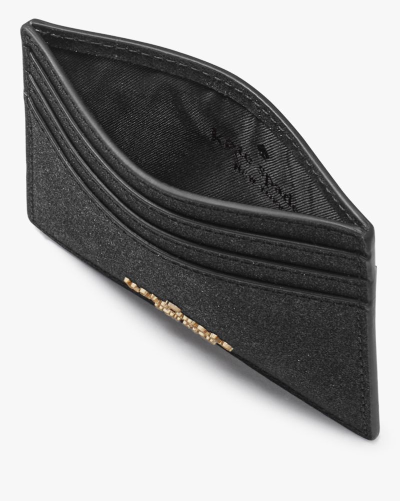 Kate Spade,Glimmer Small Slim Card Holder,Black