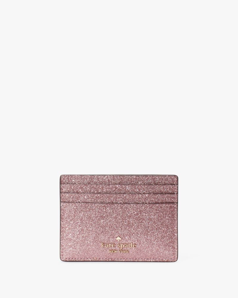 Kate Spade,Glimmer Small Slim Card Holder,Mitten Pink