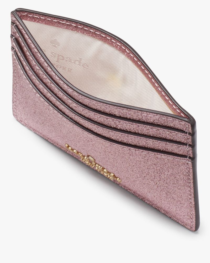 Kate Spade,Glimmer Small Slim Card Holder,Mitten Pink