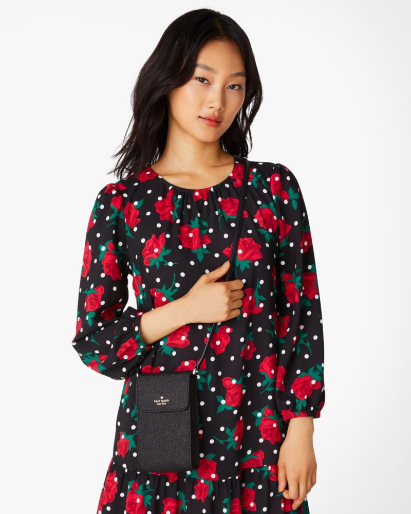 Kate Spade,グリマー グリッター ミックスド マテリアル ノース サウス フラップ フォン クロスボディ,テック,